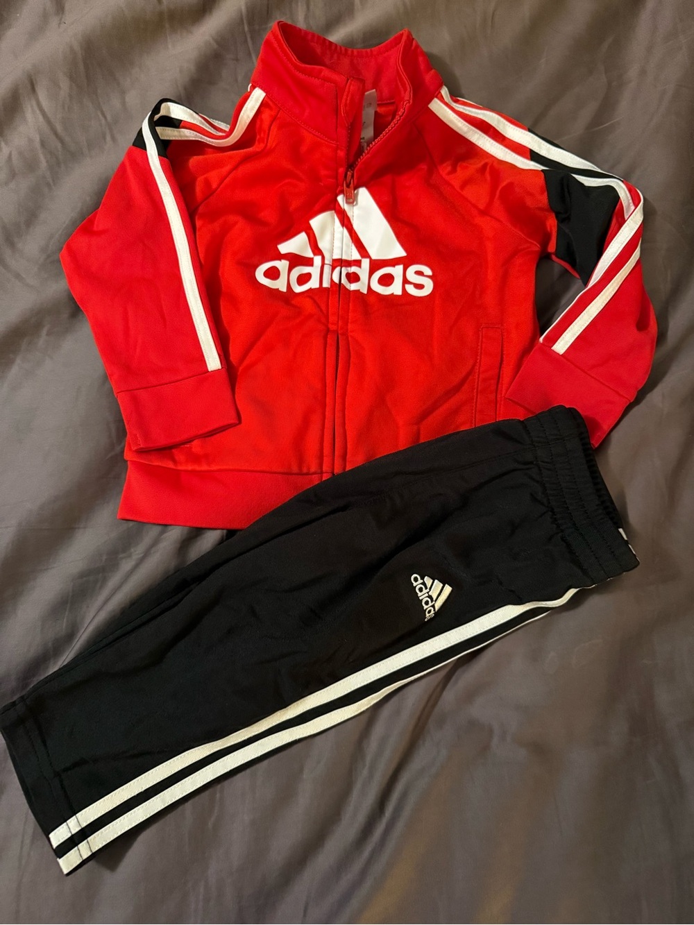 Adidas Red & Black Baby Track Jacket and Pants Set size 9 months